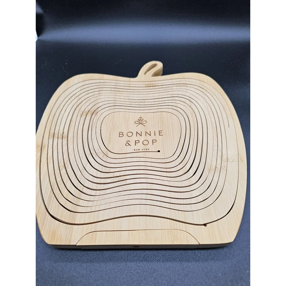 Bonnie & Pop Collapsible Wooden Apple Shaped Bowl‎ Handmade